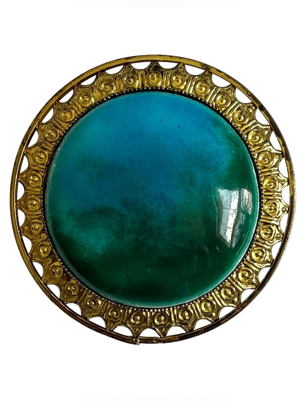 Mid-Century Enamel And Goldtone Brooch